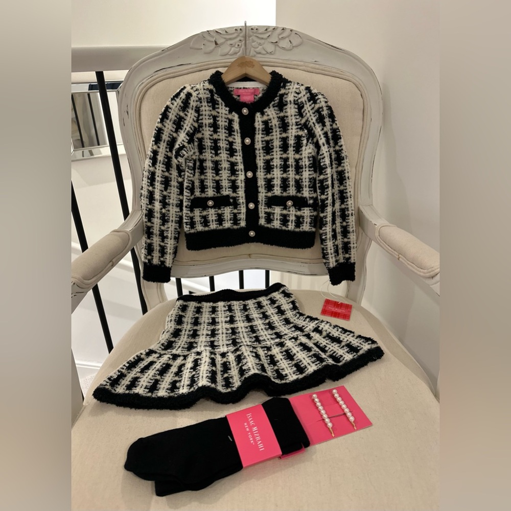4T Isaac Mizrahi Black and White Knit 4 Piece Chanel Style Soft Tweed Outfit NWT - Picture 3 of 15